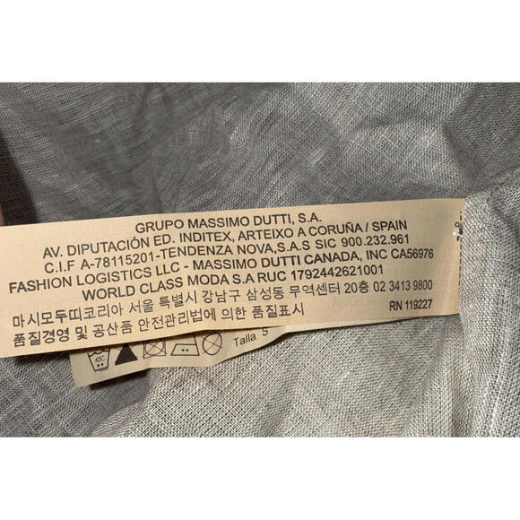 Massimo Dutti Beige Linen Oversized Minimalist Organic Natural Button Up Blouse - Picture 9 of 15